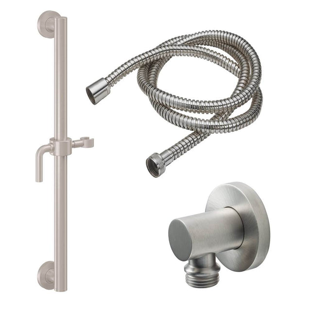 California Faucets - 24'' Grab Bar Handshower Kit - Lever Handle with Round Base - Gloss White