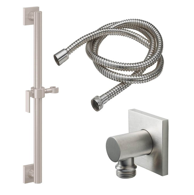 California Faucets - 30'' Grab Bar Handshower Kit - Lever Handle with Square Base - Gloss White
