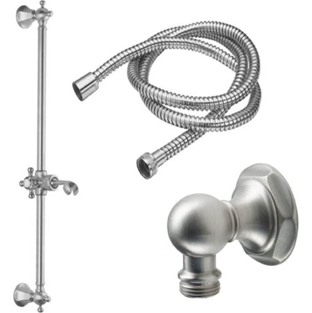 California Faucets - Slide Bar Handshower Kit - Cross Handle with Hex Base - Gloss White