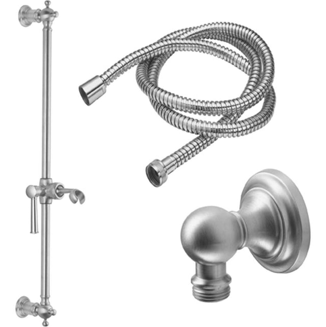 California Faucets - Slide Bar Handshower Kit - Lever Handle with Concave Base - Gloss White
