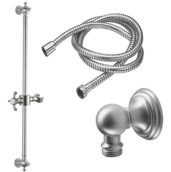 California Faucets - Slide Bar Handshower Kit - Cross Handle with Line Base - Gloss White