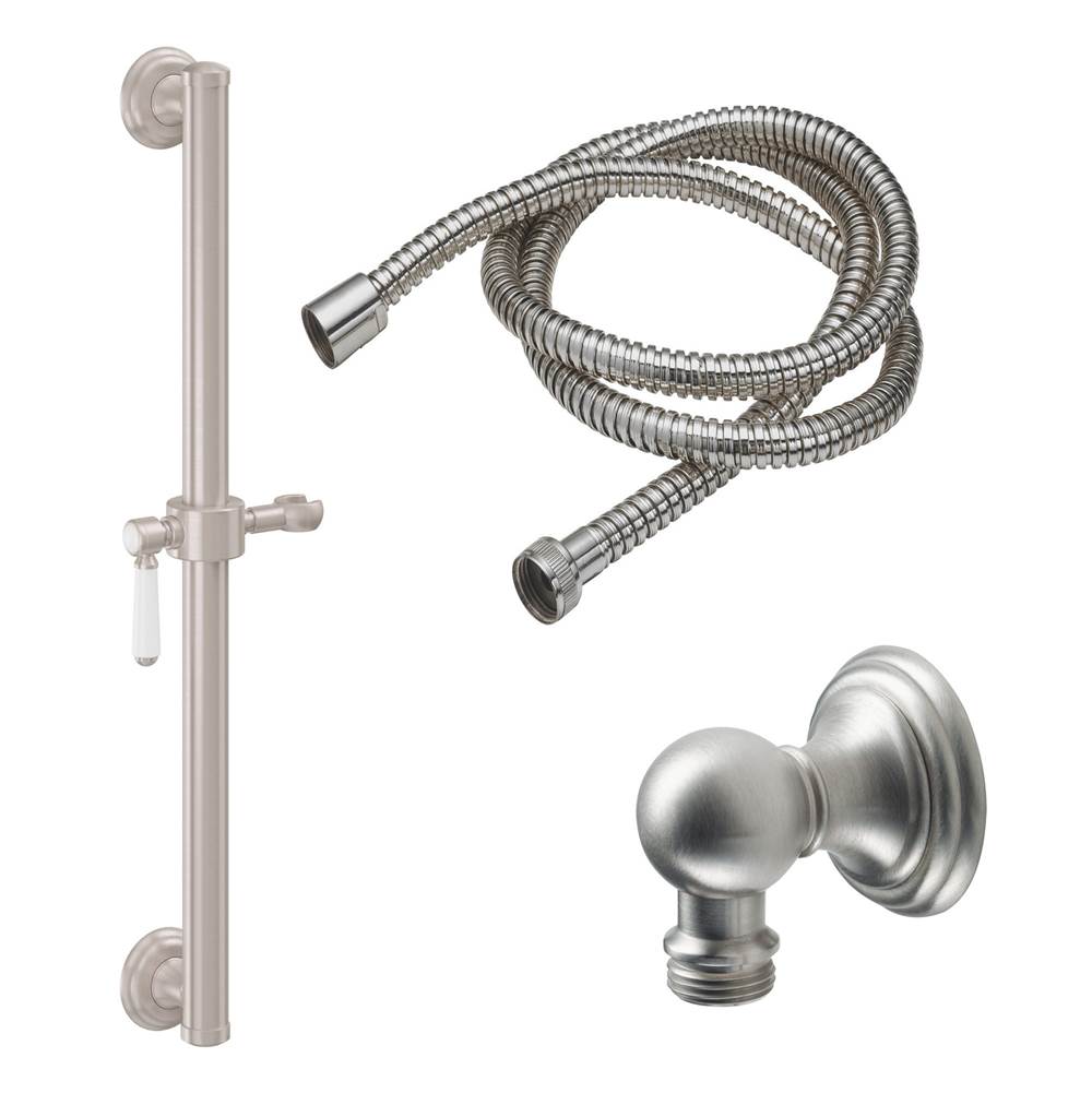 California Faucets - 24'' Grab Bar Handshower Kit - Porcelain Lever Handle with Line Base - Gloss White