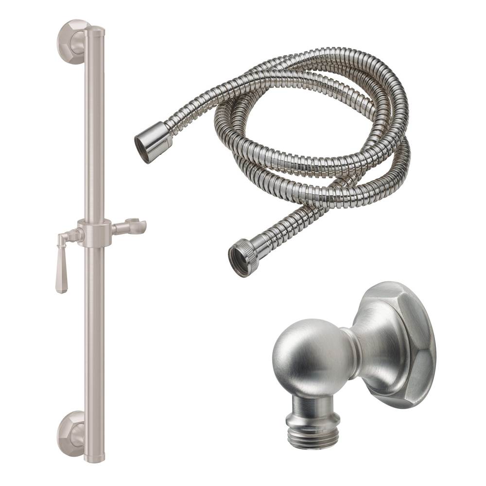 California Faucets - 24'' Grab Bar Handshower Kit - Lever Handle with Hex Base - Gloss White
