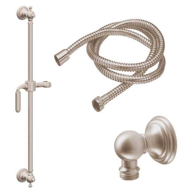 California Faucets - 24'' Grab Bar Handshower Kit - Cross Handle with Line Base - Gloss White