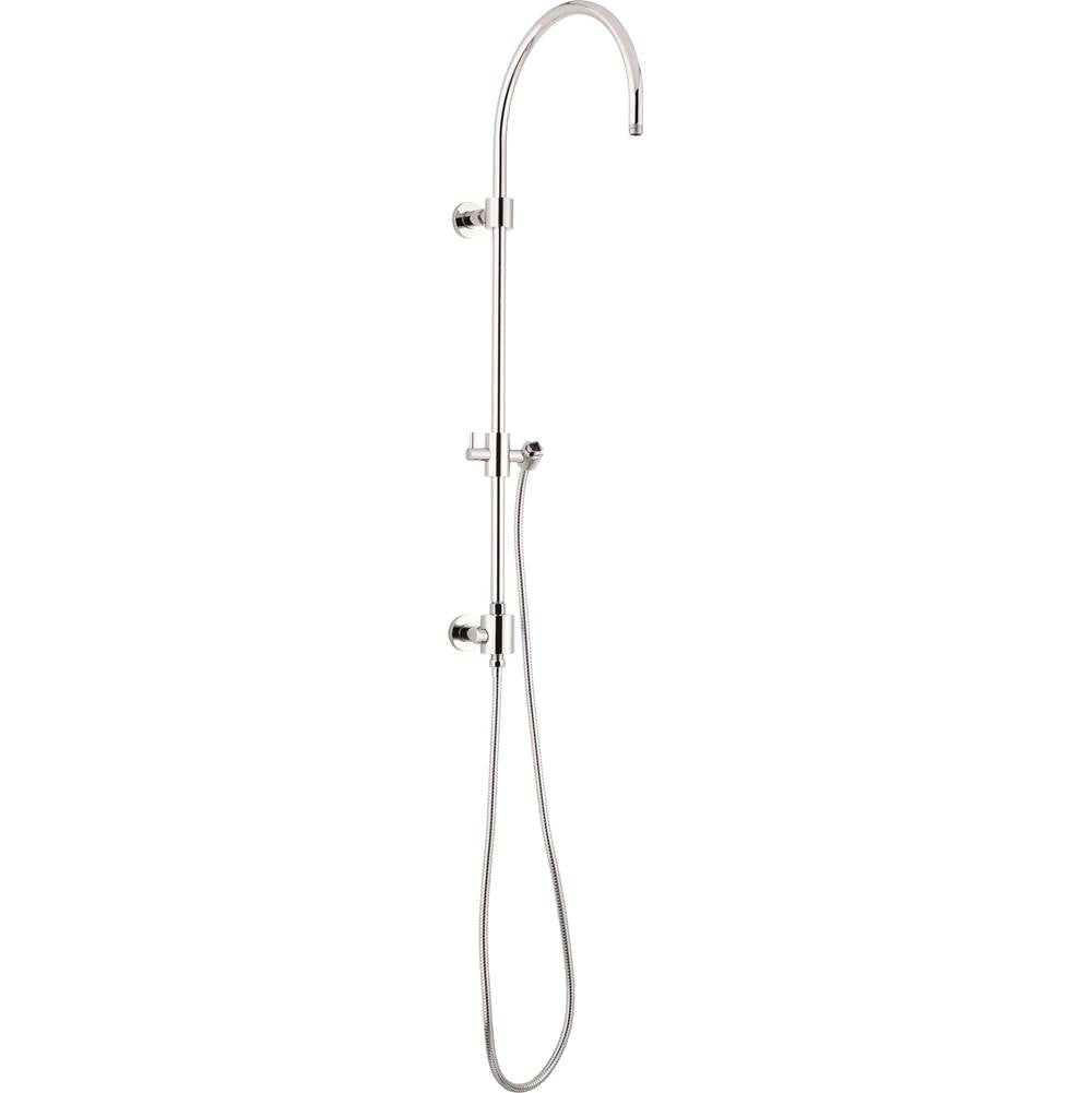 California Faucets - Exposed Shower Column with Diverter and Sliding Bracket - Round Base - Gloss White