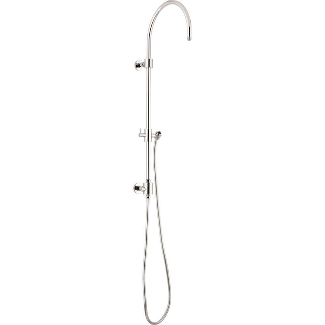 California Faucets - Exposed Shower Column with Diverter and Sliding Bracket - Round Base - Gloss White