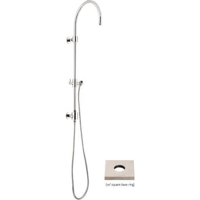 California Faucets - Exposed Shower Column with Diverter and Sliding Bracket - Square Base - Gloss White
