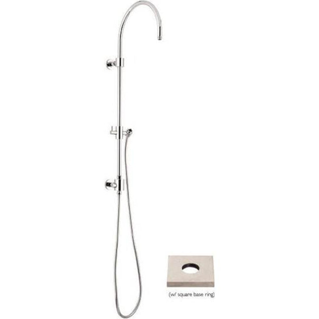 California Faucets - Exposed Shower Column with Diverter and Sliding Bracket - Square Base - Gloss White