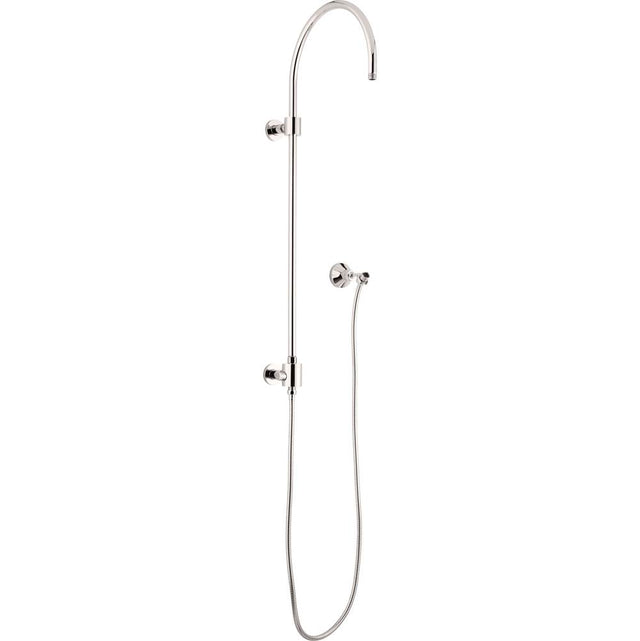 California Faucets - Exposed Shower Column with Diverter and Wall Bracket - Round Base - Gloss White