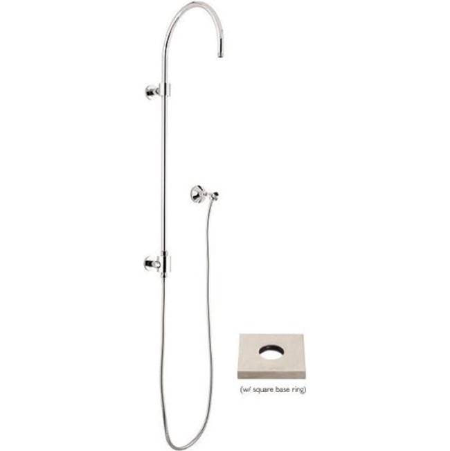 California Faucets - Exposed Shower Column with Diverter and Wall Bracket - Square Base - Gloss White
