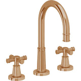 California Faucets - 8'' Widespread Lavatory Faucet with ZeroDrain - Burnished Brass Uncoated