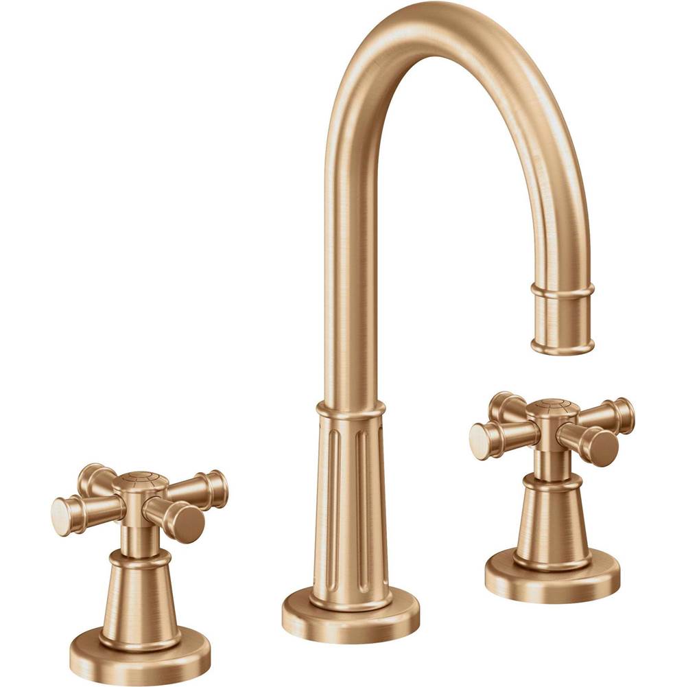 California Faucets - 8'' Widespread Lavatory Faucet with Completely Finished ZeroDrain - Satin Bronze Pvd