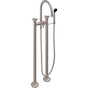 California Faucets - Floor Mount Tub Filler with Handshower - Burnished Brass Uncoated