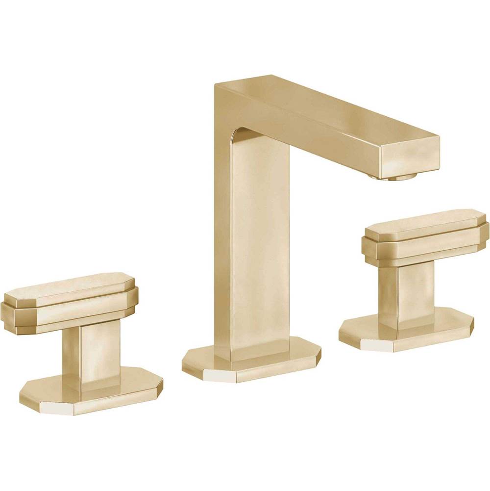 California Faucets - 8'' Widespread Lavatory Faucet with Completely Finished ZeroDrain - Polished Brass Uncoated