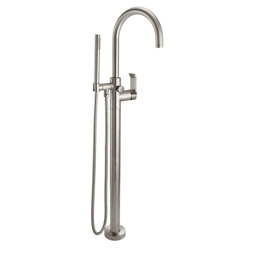 California Faucets - Contemporary Single Hole Floor Mount Tub Filler - Arc Spout - Gloss White