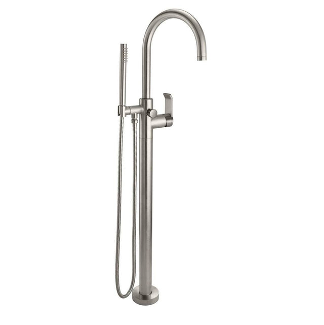 California Faucets - Contemporary Single Hole Floor Mount Tub Filler - Arc Spout - Gloss White
