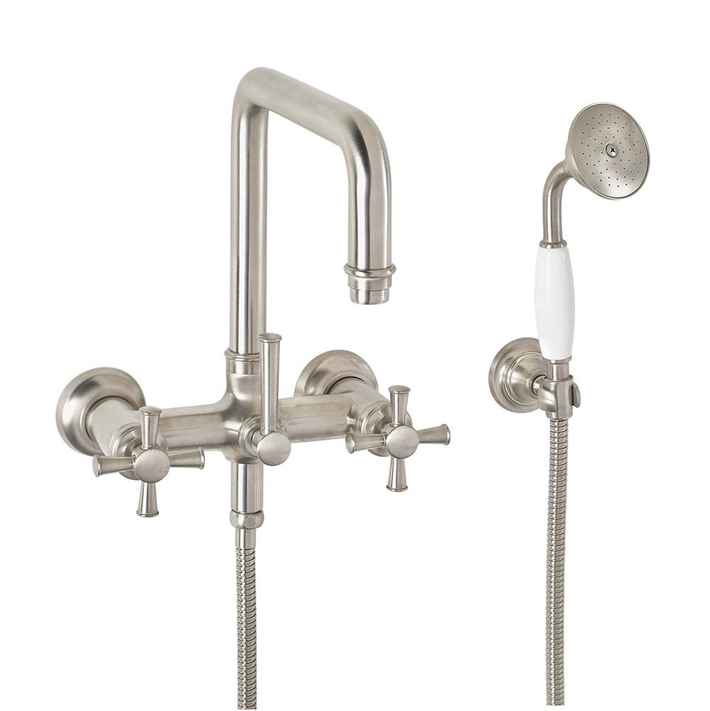 California Faucets - Traditional Wall Mount Tub Filler - Quad Spout - Ultra Stainless Steel Pvd