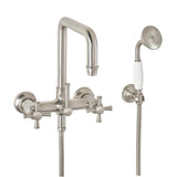 California Faucets - Traditional Wall Mount Tub Filler - Quad Spout - Ultra Stainless Steel Pvd