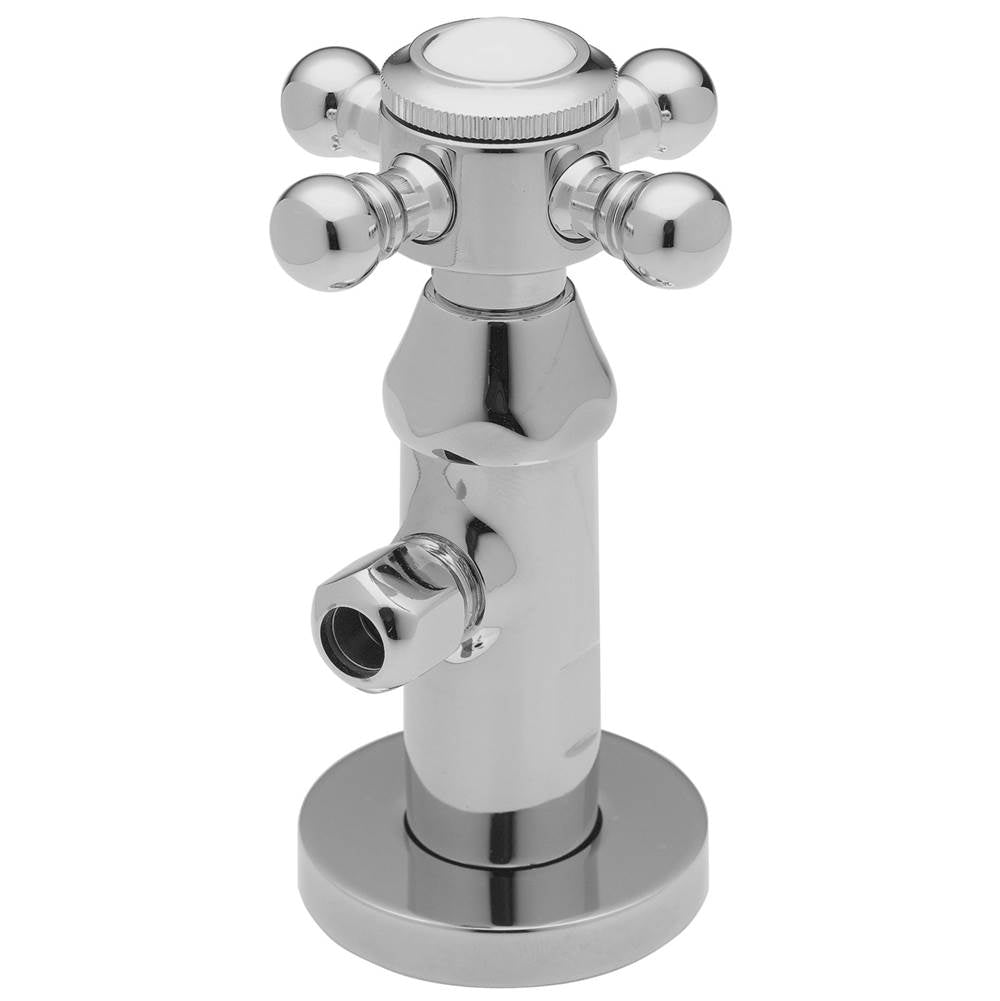 California Faucets - Deluxe Angle Stop with Flange and Decorative Handle - Gloss White