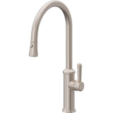 California Faucets - Pull-Down Kitchen Faucet with Button Sprayer  - High Arc Spout - Gloss White