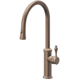 California Faucets - Pull-Down Kitchen Faucet with Button Sprayer  - High Arc Spout - Satin Bronze Pvd
