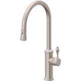 California Faucets - Pull-Down Kitchen Faucet with Button Sprayer  - High Arc Spout - Gloss White