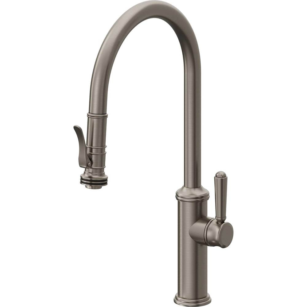 California Faucets - Pull-Down Kitchen Faucet with Squeeze Sprayer  - High Arc Spout - Graphite Pvd