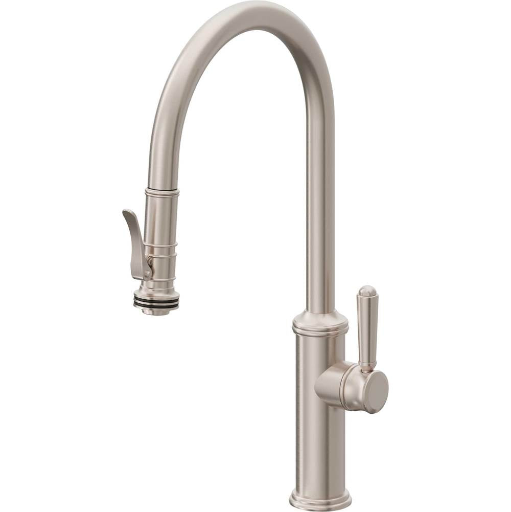California Faucets - Pull-Down Kitchen Faucet with Squeeze Sprayer  - High Arc Spout - Gloss White