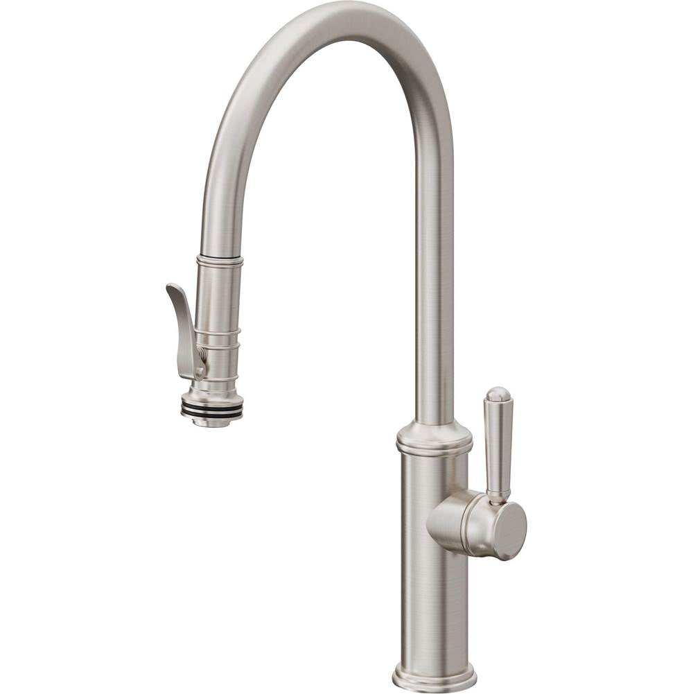 California Faucets - Pull-Down Kitchen Faucet with Squeeze Sprayer  - High Arc Spout - Ultra Stainless Steel Pvd