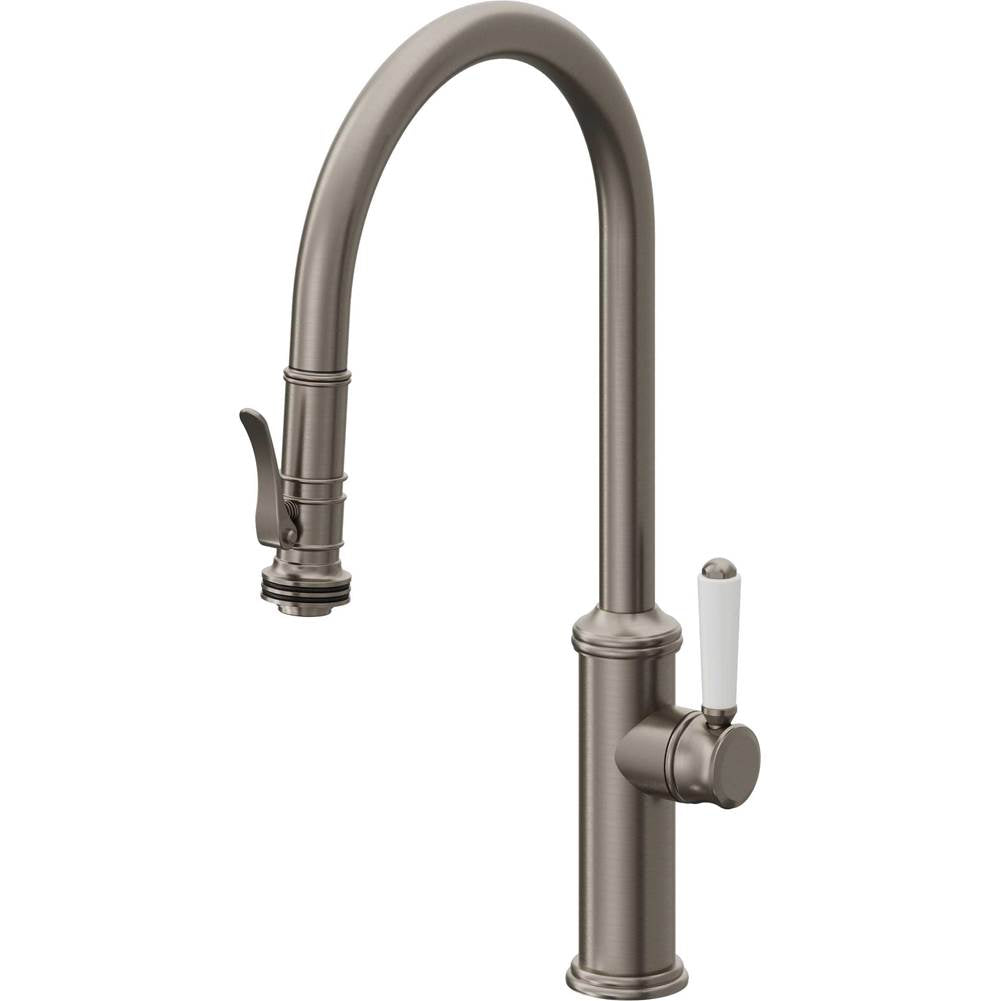 California Faucets - Pull-Down Kitchen Faucet with Squeeze Sprayer  - High Arc Spout - Graphite Pvd