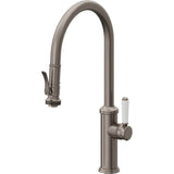 California Faucets - Pull-Down Kitchen Faucet with Squeeze Sprayer  - High Arc Spout - Graphite Pvd
