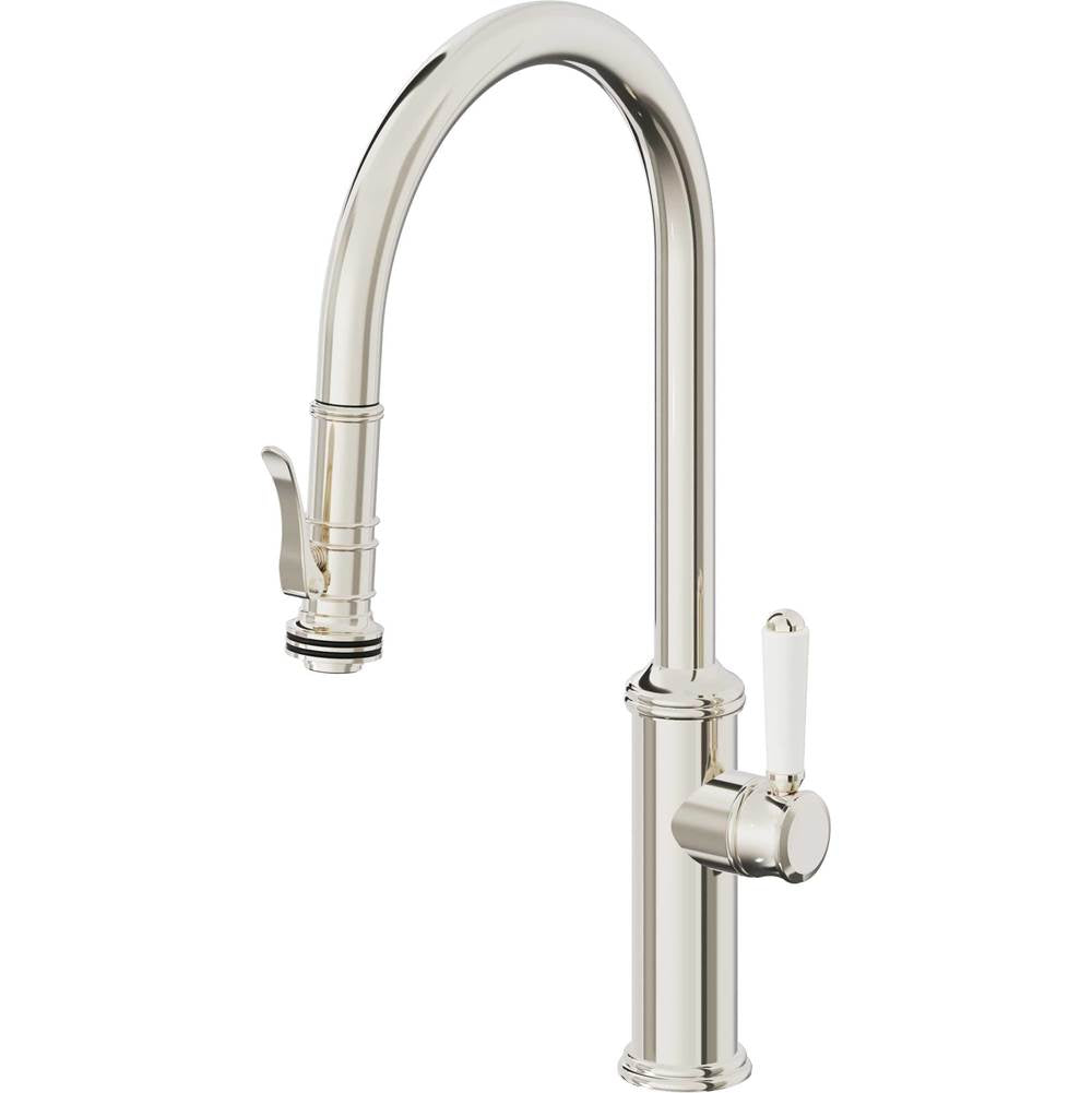 California Faucets - Pull-Down Kitchen Faucet with Squeeze Sprayer  - High Arc Spout - Polished Nickel Pvd