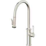 California Faucets - Pull-Down Kitchen Faucet with Squeeze Sprayer  - High Arc Spout - Polished Nickel Pvd