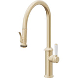 California Faucets - Pull-Down Kitchen Faucet with Squeeze Sprayer  - High Arc Spout - Satin Brass Pvd