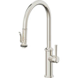California Faucets - Pull-Down Kitchen Faucet with Squeeze Sprayer  - High Arc Spout - Polished Nickel Pvd