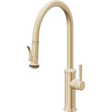 California Faucets - Pull-Down Kitchen Faucet with Squeeze Sprayer  - High Arc Spout - Satin Brass Pvd