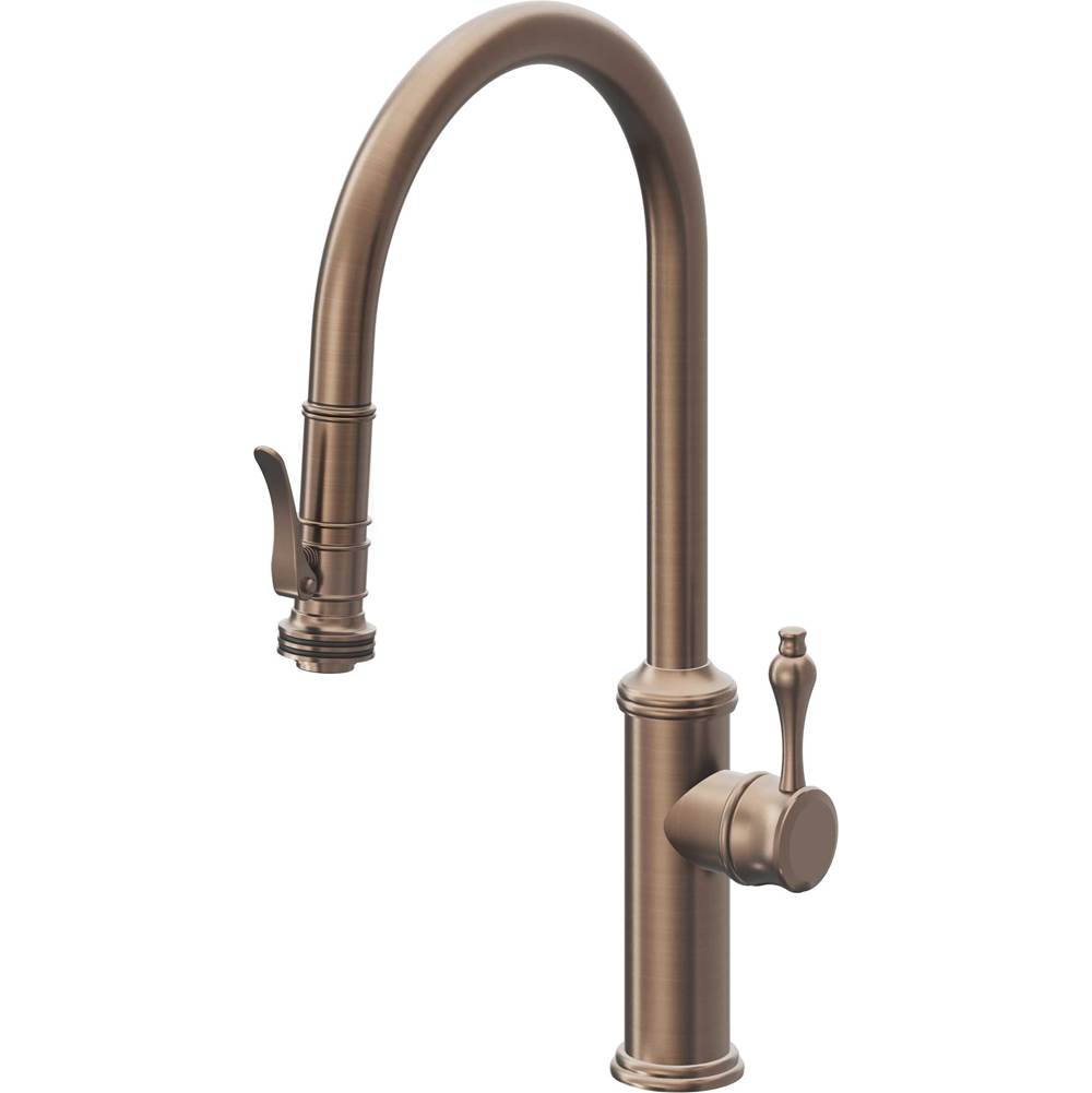 California Faucets - Pull-Down Kitchen Faucet with Squeeze Sprayer  - High Arc Spout - Satin Bronze Pvd