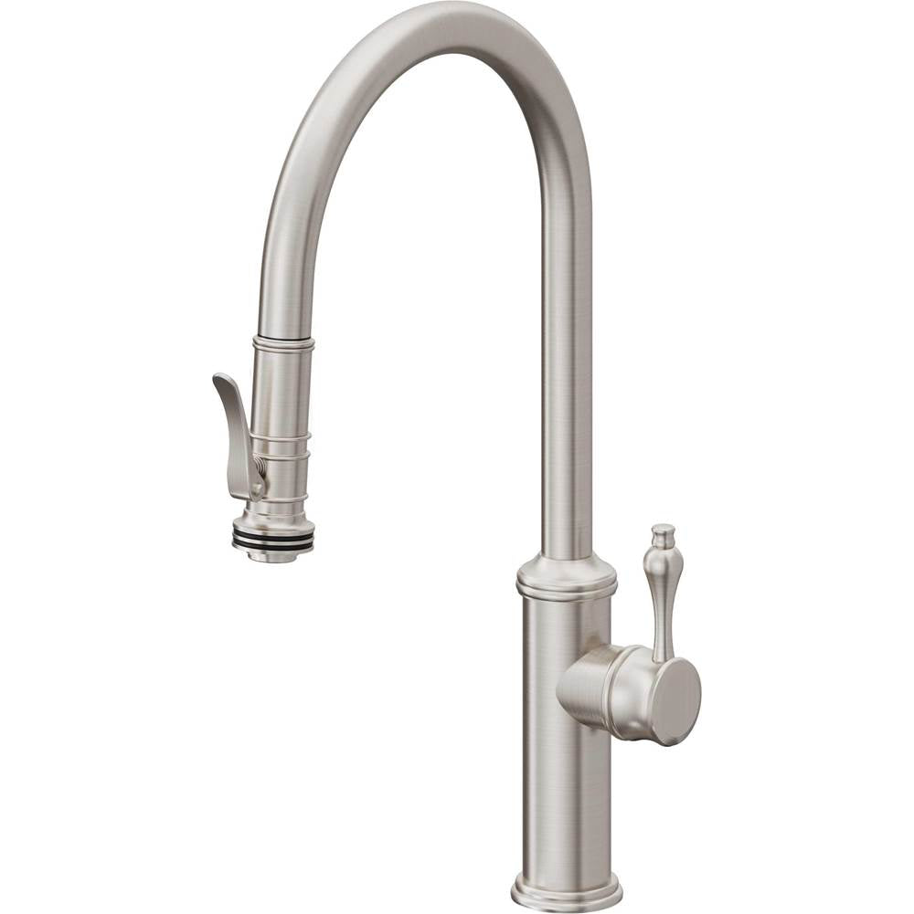 California Faucets - Pull-Down Kitchen Faucet with Squeeze Sprayer  - High Arc Spout - Ultra Stainless Steel Pvd