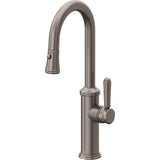 California Faucets - Pull-Down Prep/Bar Faucet with Button Sprayer - Graphite Pvd