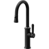 California Faucets - Pull-Down Prep/Bar Faucet with Button Sprayer - Matte Black