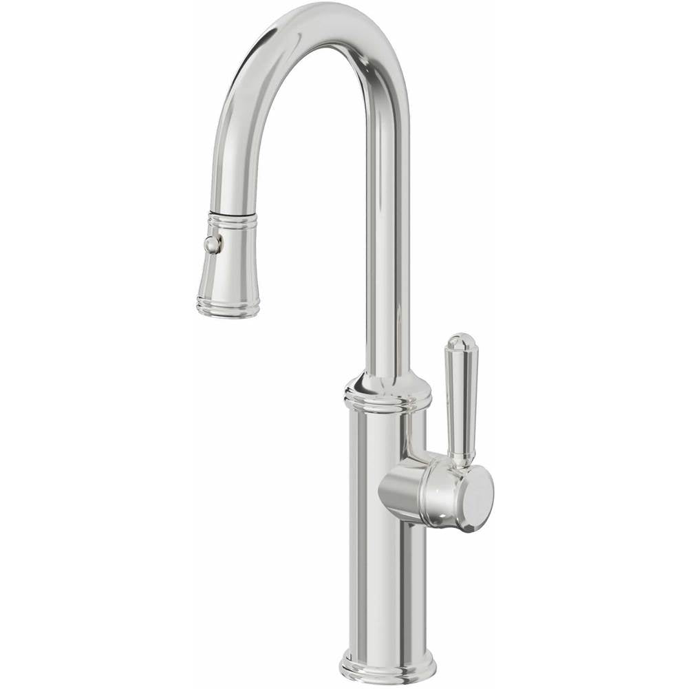 California Faucets - Pull-Down Prep/Bar Faucet with Button Sprayer - Polished Chrome