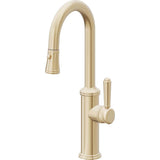 California Faucets - Pull-Down Prep/Bar Faucet with Button Sprayer - Satin Brass Pvd