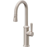 California Faucets - Pull-Down Prep/Bar Faucet with Button Sprayer - Gloss White