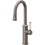 California Faucets - Pull-Down Prep/Bar Faucet with Button Sprayer - Graphite Pvd