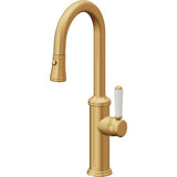 California Faucets - Pull-Down Prep/Bar Faucet with Button Sprayer - Lifetime Satin Gold Pvd