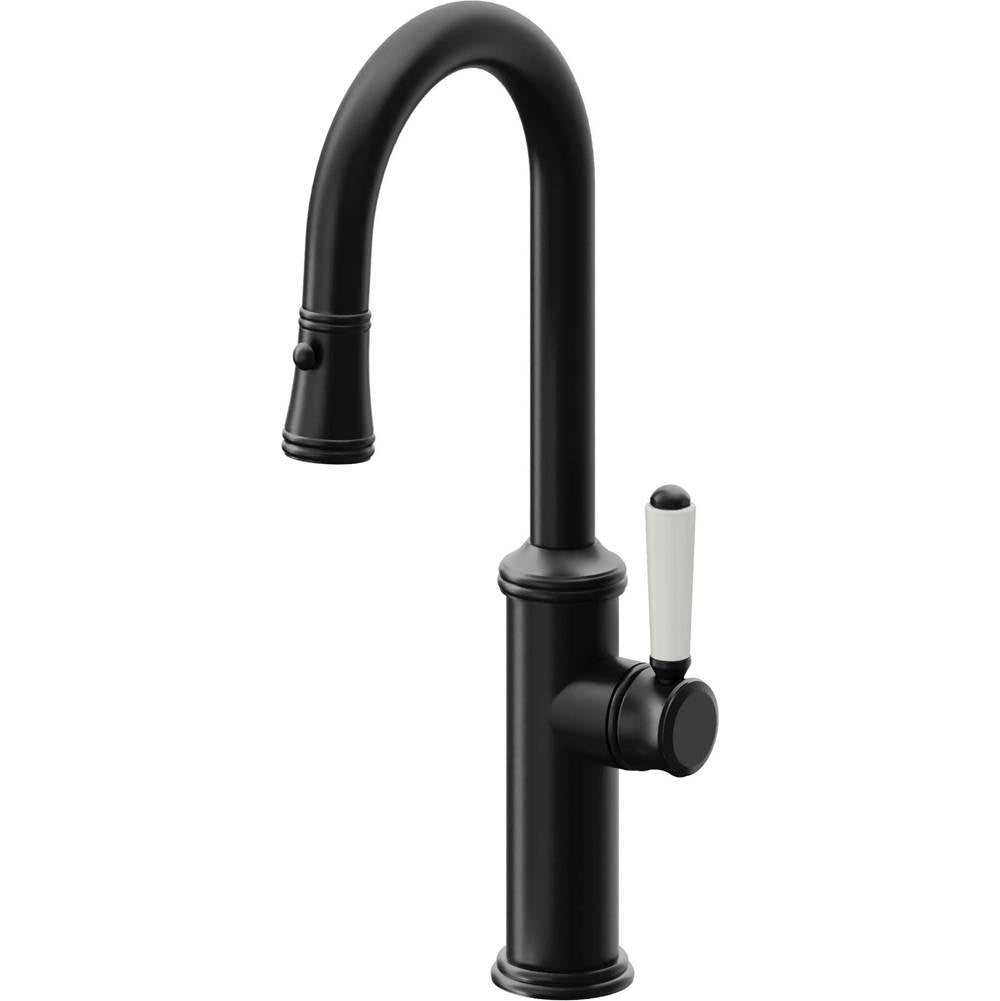 California Faucets - Pull-Down Prep/Bar Faucet with Button Sprayer - Matte Black
