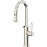 California Faucets - Pull-Down Prep/Bar Faucet with Button Sprayer - Polished Nickel Pvd