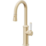 California Faucets - Pull-Down Prep/Bar Faucet with Button Sprayer - Satin Brass Pvd