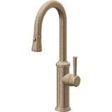 California Faucets - Pull-Down Prep/Bar Faucet with Button Sprayer - Antique Brass Flat