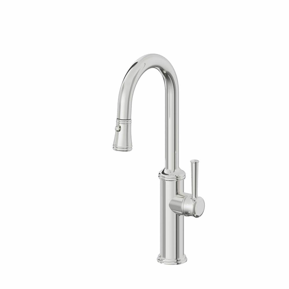 California Faucets - Pull-Down Prep/Bar Faucet with Button Sprayer - Polished Chrome